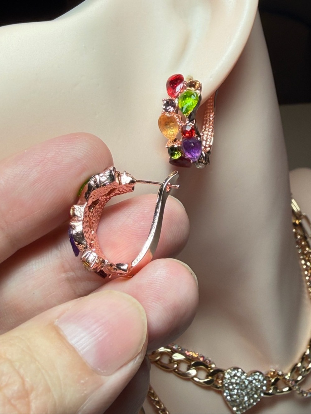 Mona Lisa Zircon Multi Gems Earrings. - Picture 7 of 10